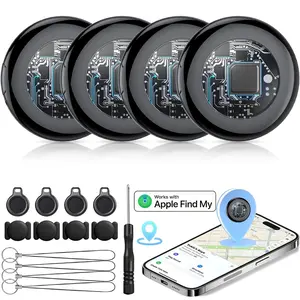 Air Tracker Tags-4 Pack: Smart Bluetooth Tracker,  Tag Locator for Cars, Pets, Keys, Luggage, Satchel, Weatherproof Case, Anti-Lost Device, Works with Apple Find My (iOS Only), No Monthly Fees, IP67 Waterproof, Replaceable Battery Remote