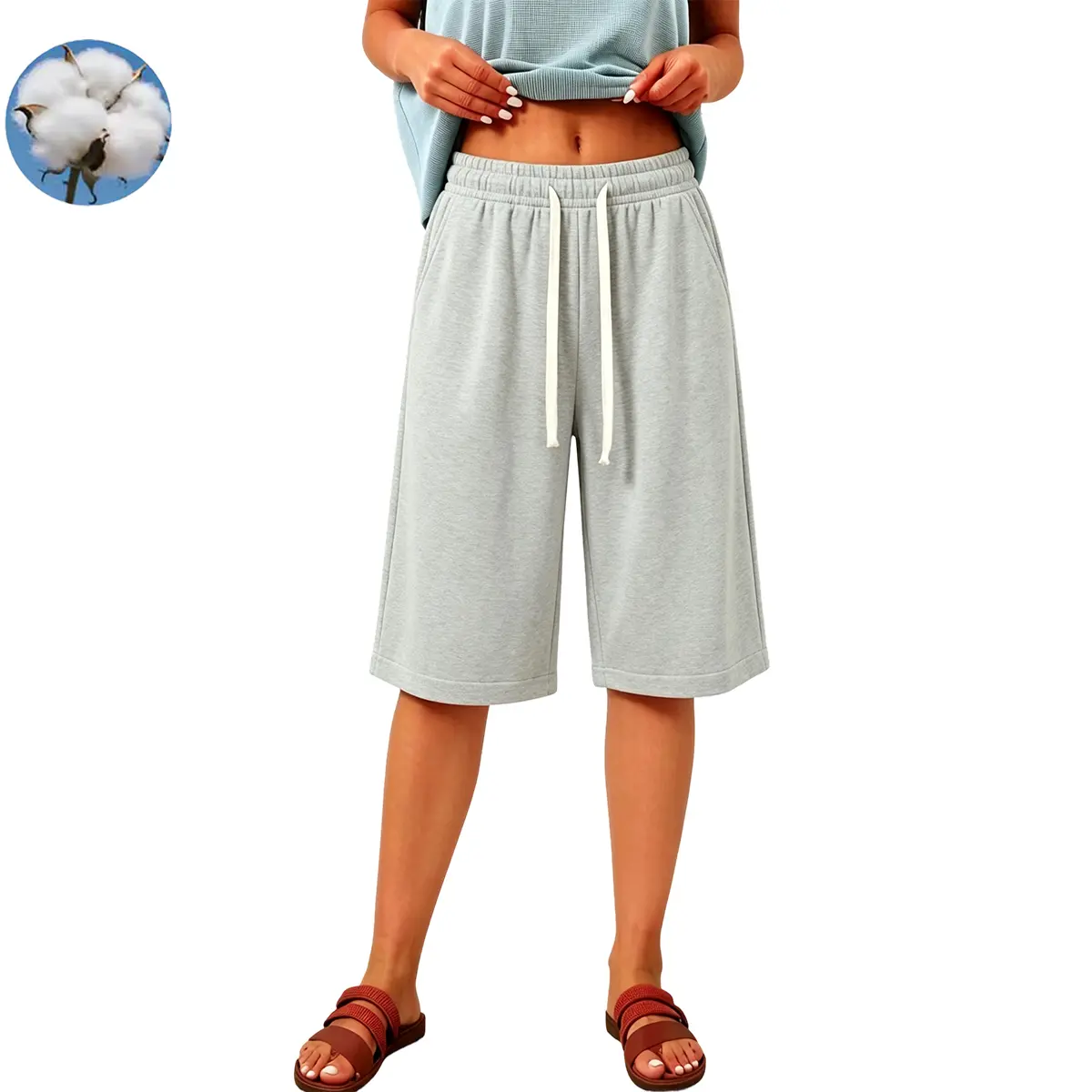 Women’s seven-eighths yoga pants—loose, casual athletic pants with lightweight fabric, pockets, and an elastic waistband; suitable for running, casual jogging, workouts, dates, and relaxing at home.