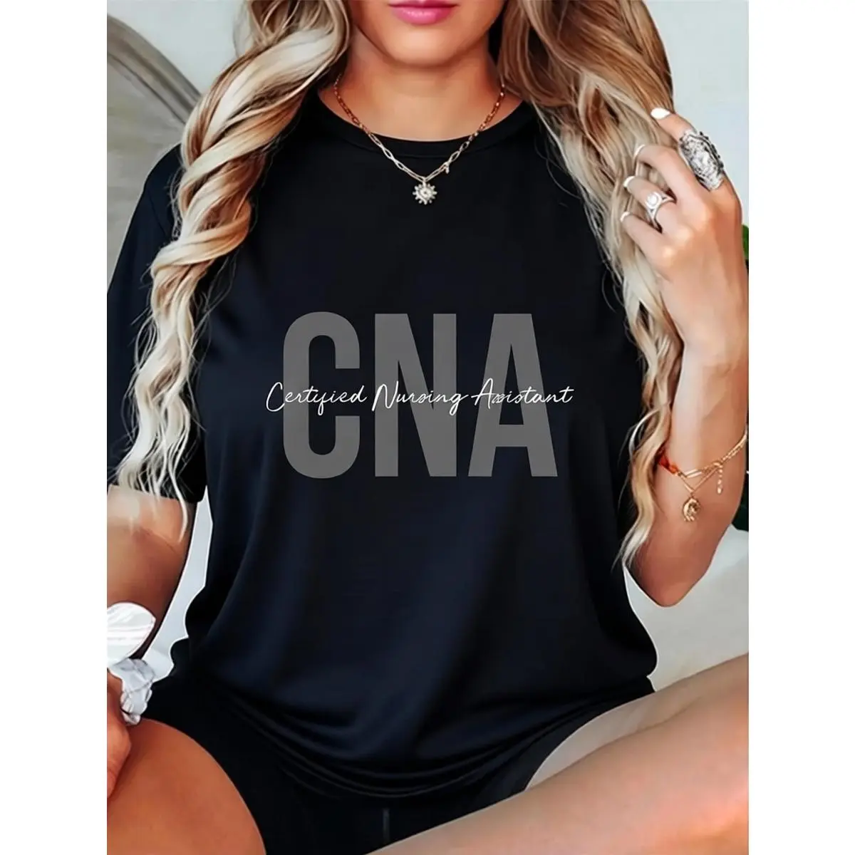 Men's CNA Graphic T-Shirt, 100% Cotton Short Sleeve Medical Top, Casual Summer Fashion Clothes for Work, Tshirt