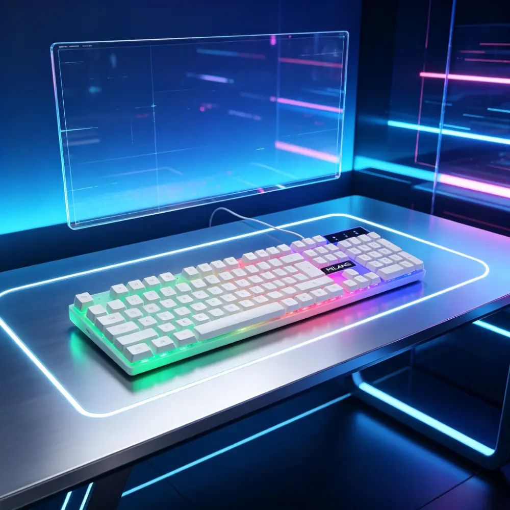 RGB Rainbow Backlit Wired Gaming Keyboard 104 Keys Ergonomic Light Up Keyboard for PC Laptop Gamer