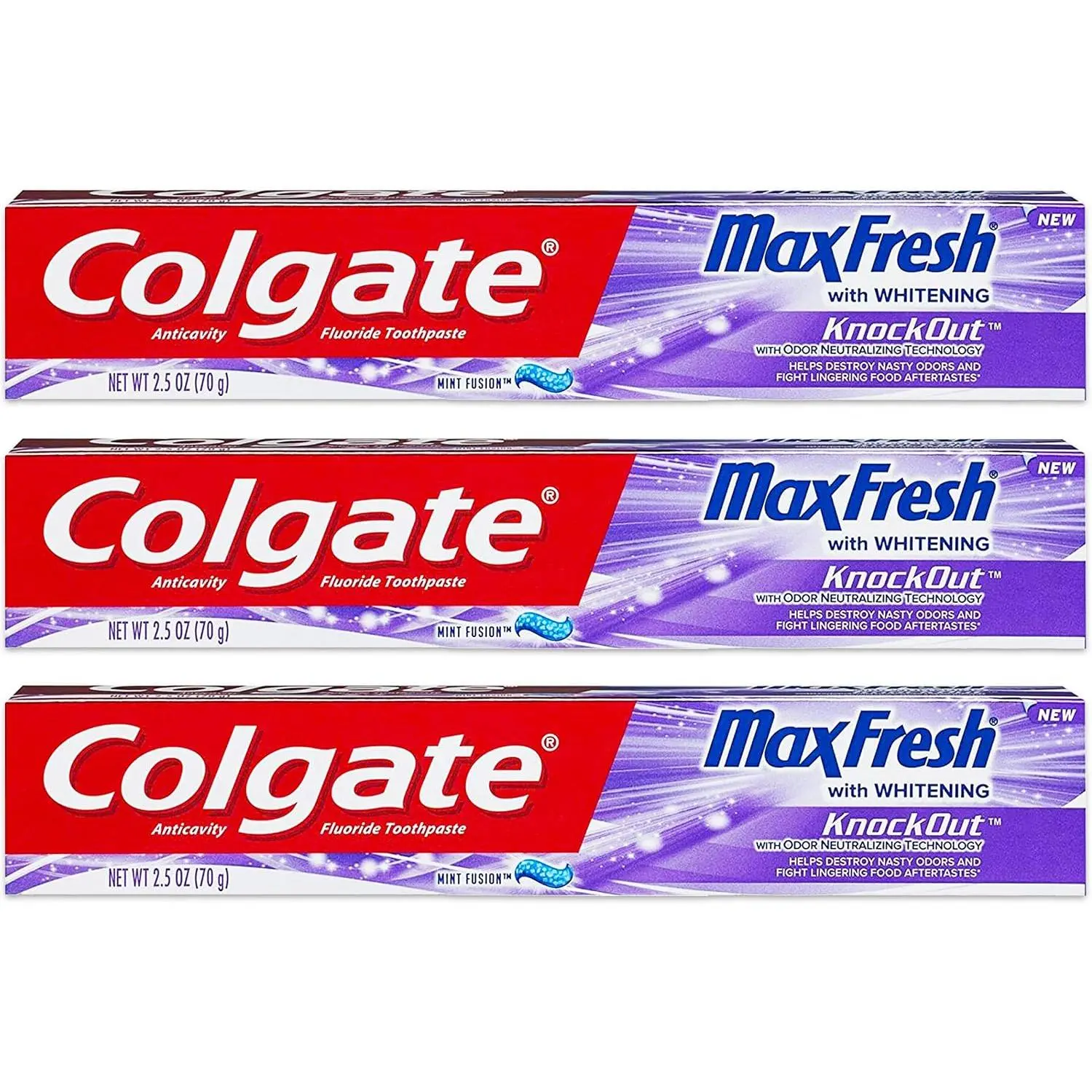 Colgate Max Fresh Knockout Gel Toothpaste, 2.5 Ounce Pack Of 3 for Bad Breath & Long Lasting Freshness