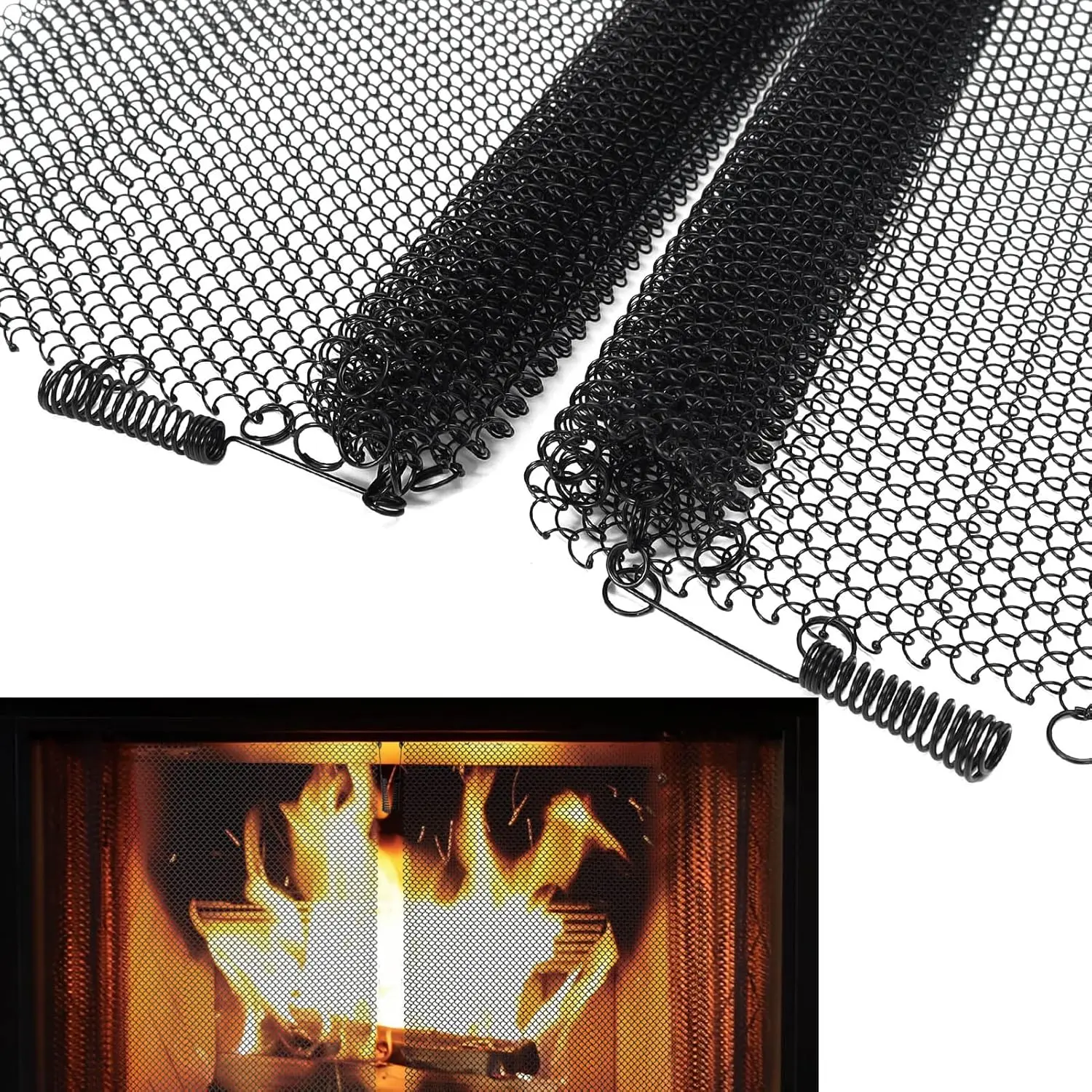 Fireplace Mesh Curtain 2 Pack Fireplace Mesh Screen Curtains 22x24 Black Spark Guard - TikTok Shop