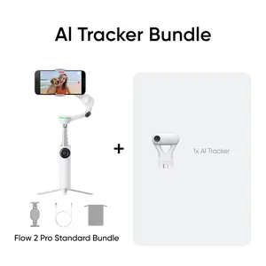 Insta360 Flow 2 Pro AI tracker Bundle - Foldable AI Phone Gimbal, Track in 200+ Apps with Apple DockKit, Multi-Person Tracking, 360º Pan Tracking, Built-in Tripod/Selfie Stick, iPhone/Android Portable Stabilizer