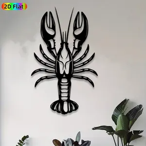 1pc Lobster Metal Wall Art,Lobster Statue Mural, Ideal Gift for New Year, Easter, Rust-Resistant+Metal Wall Decor Wall Sculptures, Perfect for Kitchen Wall & Garden Fence Lobster Decor Enthusiasts