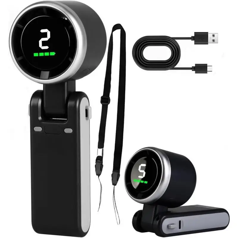 Portable Handheld Turbo Fan, 5 Gear Wind,4000mAh Battery Operated, Up to 10 Working Hours, 3 IN 1 Hand Fan Rechargeable with Air Turbo Tech Cooling Fa