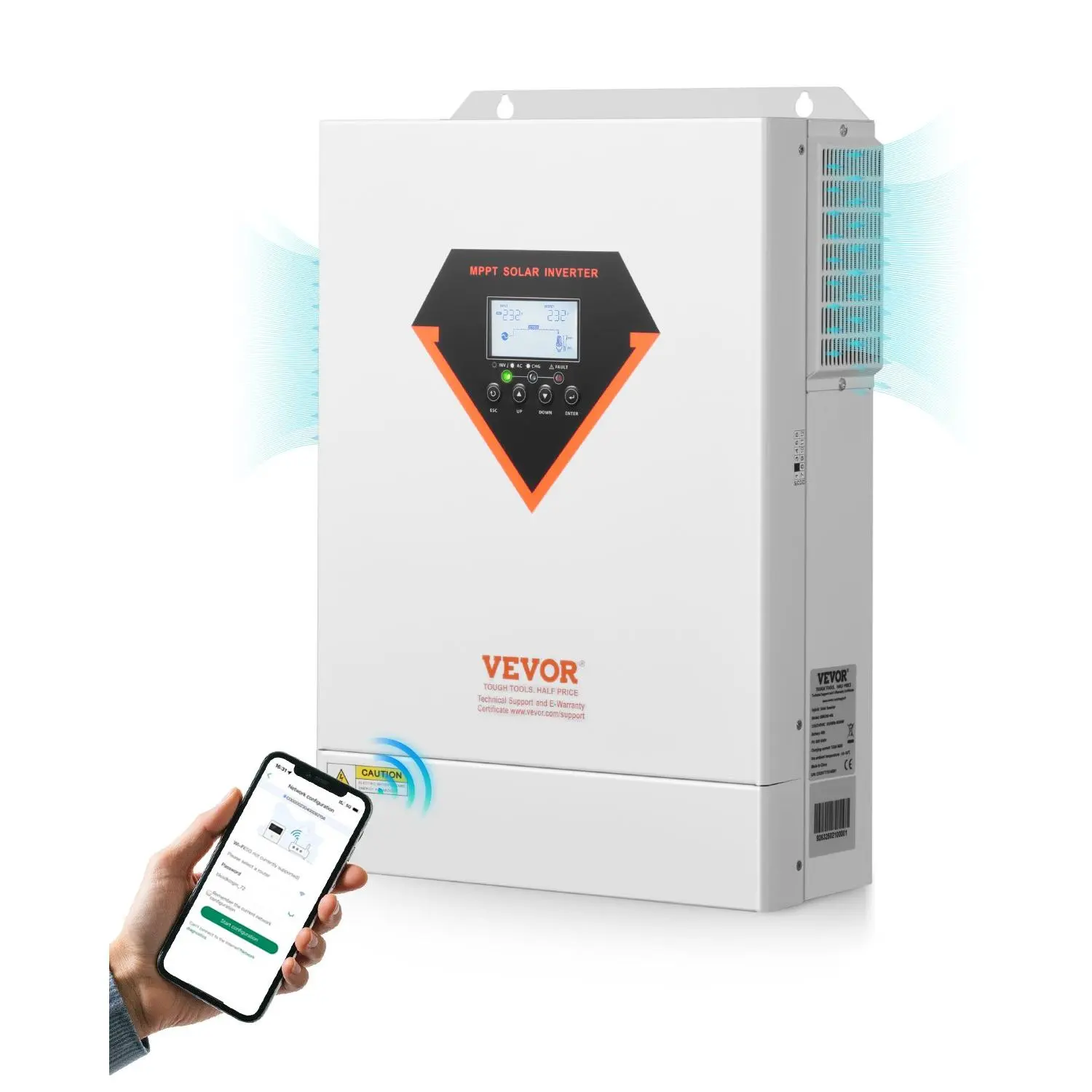 【DealsForYouDays】VEVOR Hybrid Solar Inverter, 6000W, All in One Pure Sine Wave Power Inverter Charger, 48V DC to 220/230V AC, with Built-in 120A MPPT Solar Controller, for Off-Grid System Lead Acid Lithium Battery
