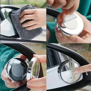 High-Definition 2ps Small Round Glass Car Rearview Mirror, 360-Degree Rotatable Blind Spot Mirror, Durable Abs Material, Easy Installation, Car Accessories