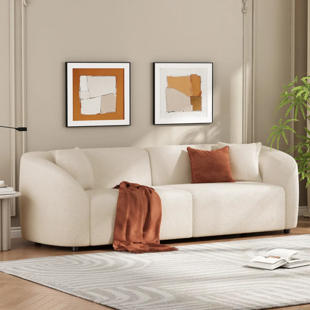 87" Curved Contemporary Green Sofa - Sturdy Frame, Plush Seating, Streamlined Design - Couch for Living Room, Ideal for Living Room Decor