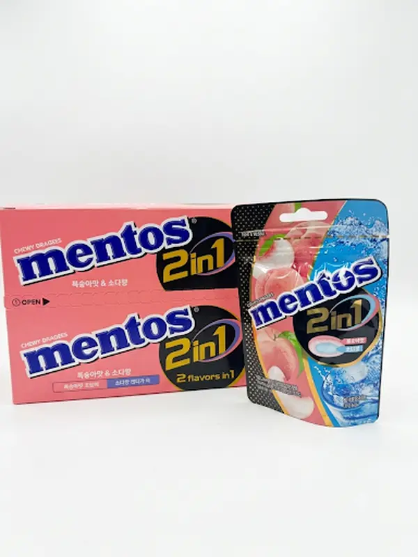 Global TastemakerMentos Korea 2 in 1  Candy Peach & Soda 1.76oz 10ct