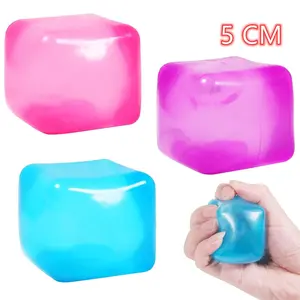 Ice Cube Stress Relief Squishy Toy – Square Fidget Squeeze Ball for Anxiety, ADHD & Sensory Play