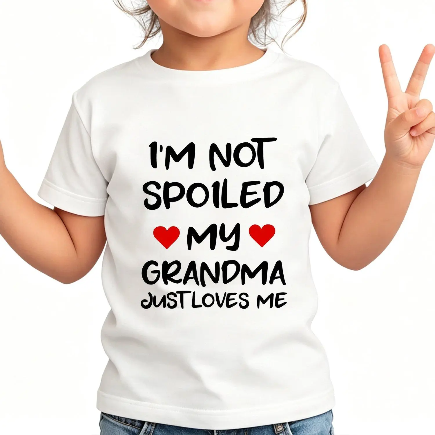 Summer Fashion Short Sleeve Girls TShirt Iam Not Spoiled My Grandma Just Loves Me Letter Print Casual Top Tee