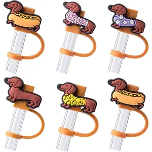 6PCS Cute Dogs Straw Cover Cap, 10mm Puppy Straw Toppers for Stanley Cup, Cute Dog Straws Covers Cap Fits For Stanley Cup Drinking Tumbler, Stanleys Cup Accessories Dog Lover Gifts