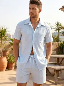 Men's Beach Set Outfit Matching Casual, Perfect for Vacation and Daily Wear, Fitted Style, Print Pattern, No Ca Prop 65 Warning, Menswear