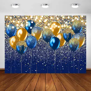 Royal Blue Glitter Backdrop for Birthday Wedding Prom Graduation Photography Background Party Glitter Balloon Party Decorations Photoshoot Photobooth (7x5ft, Blue and )