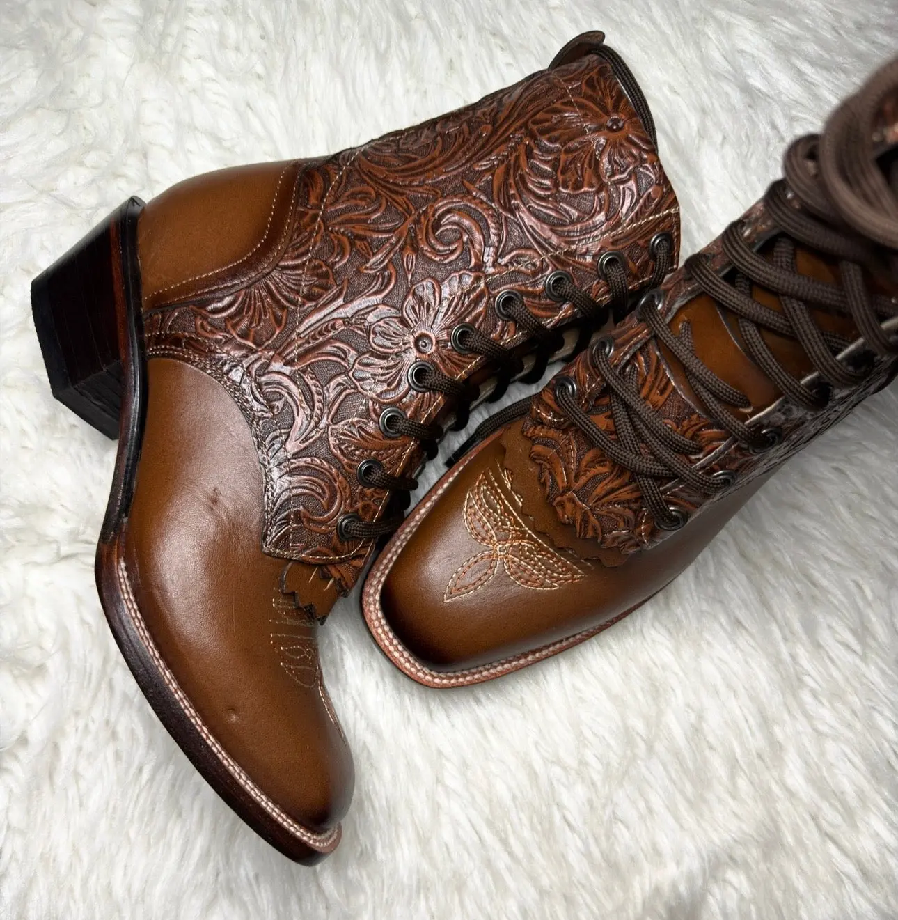 Botas Tacón Cubano Lacer - Shedron Round toe