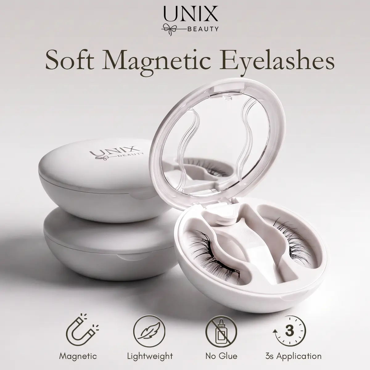 New Unix Beauty All-in-1 Soft Magnetic False Eyelash Cluster Set, Lightweight Reusable Waterproof No-Glue Makeup Cosmetic, Perfect Gift for Girlfriends