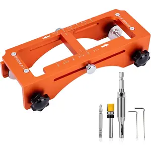 Door Hinge Jig & Installation Tool, Anodized  Router Template for 3" to 5" Hinges (1/4" & 5/8" Radius) - Complete Door Knob & Deadbolt Mortise Drilling Guide Tool Set