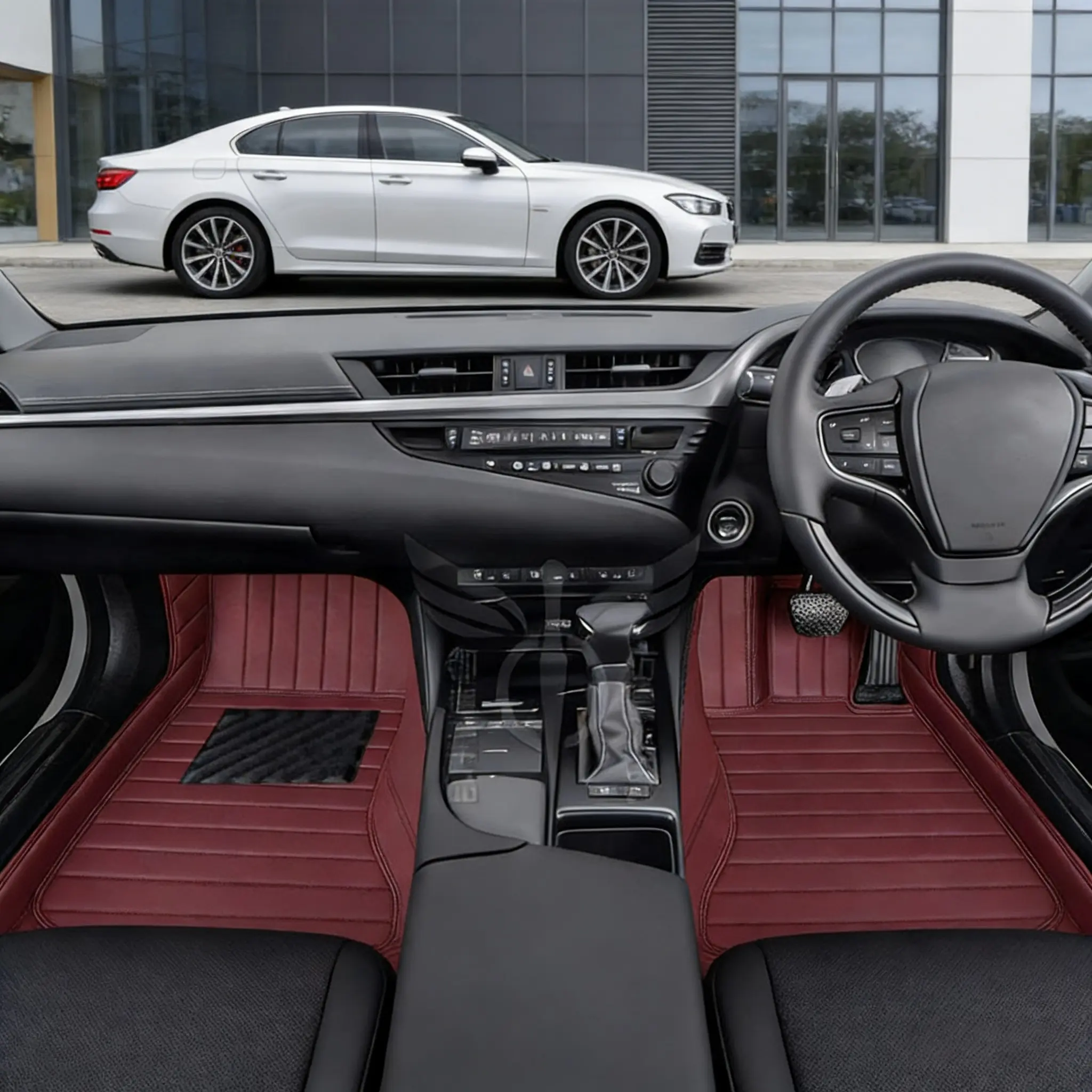 Custom Car Floor Mat For Toyota Yaris 2008~2013 Mitsubishi Outlander 2020~2021 Hyundai Santa Fe 2007 Citroen C4 Picasso 2009~2013 Left/Right -hand Drive Auto Interior Accessories Fashion Stripe Styling Carpet Waterproof Design Full Coverage Car Accessory