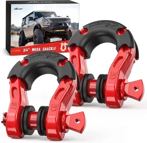 Nilight 2 Pack 3/4" Mega D-Ring Shackle with 7/8" Screw Pin 68,000LBS Break Strength, Heavy Duty Off Road Recovery Shackle for Use with Tow Strap, Winch, Off-Road Jeep Truck Vehicle