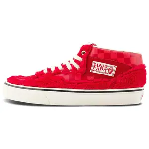 Vans Half Cab Durable Breathable Mid-Top Skate Shoes for Men and Women in Red Verifiable, with credentials and supporting global authentication
