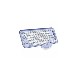 Logitech POP ICON COMBO, Bluetooth Keyboard and Mouse Combo, Comfortable Typing, Programmable Keys and Buttons, Quiet Clicks (Lilac & Off-white) - Wireless Bluetooth 5.1 Keyboard - Off White, Lila