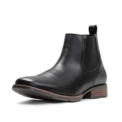 IUV Cowboy Boots For Men Ankle Boots Western Boot Casual Dress Slip On Chelsea Men Leather Footwear Walking Shoes Black Closed Decor black boots gift ideas