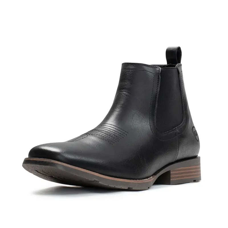 IUV Cowboy Boots For Men Ankle Boots Western Boot Casual Dress Slip On Chelsea Men Leather Footwear Walking Shoes Black Closed Decor black boots gift ideas