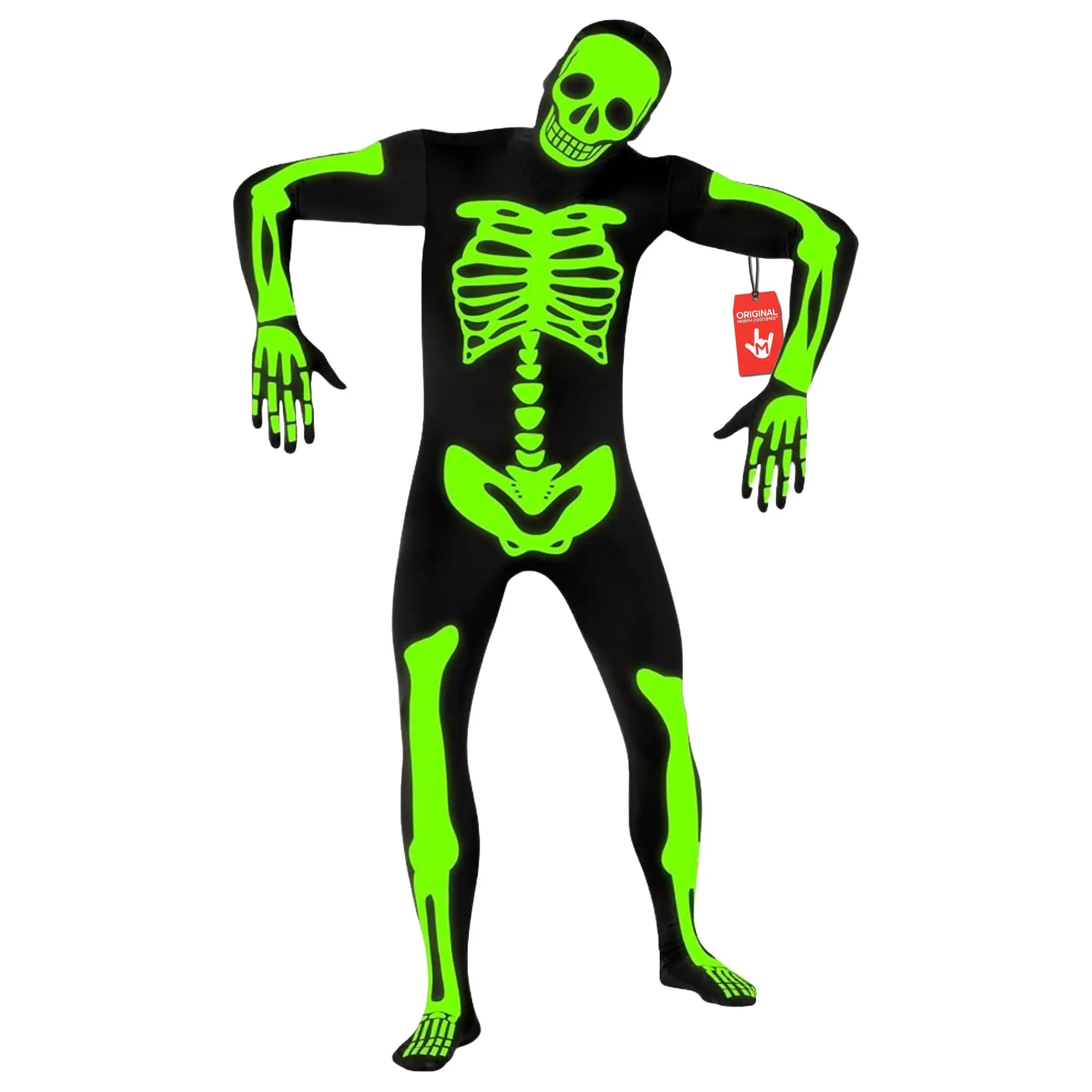 Men's Black Stretch Artificial Breathable Skeleton Morphsuit Bodysuit - Smooth Soft Fabric, Sneakers Print, Spooky Foam Halloween Special Occasion Outfit