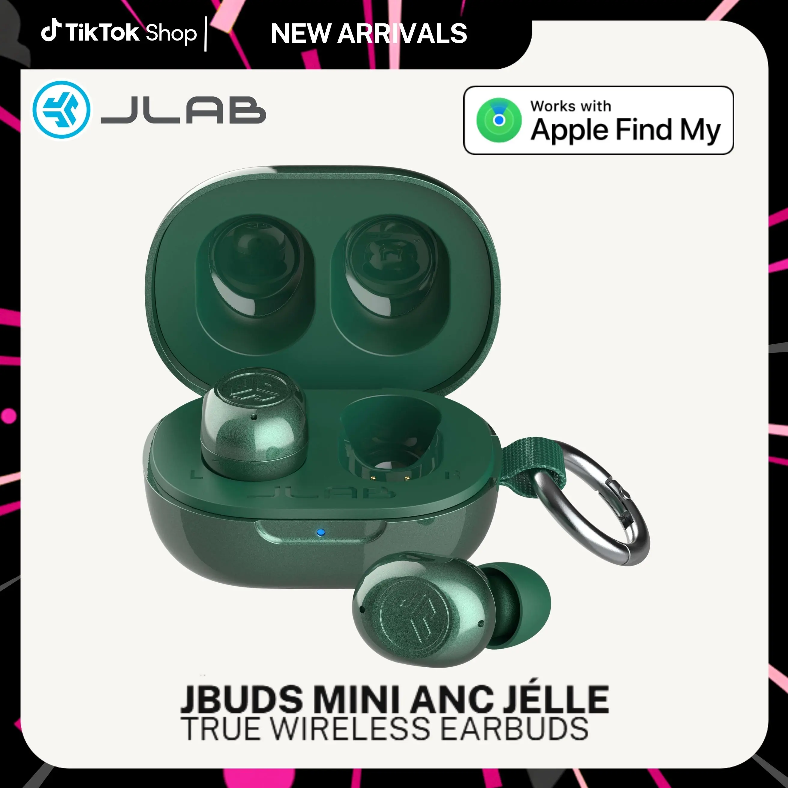 JLab JBuds Mini ANC Jélle True Wireless Earbuds, Active Noise Cancelling, Spatial Audio, iOS Find My, Bluetooth 6, IP55 Water Resistant, iOS and Android