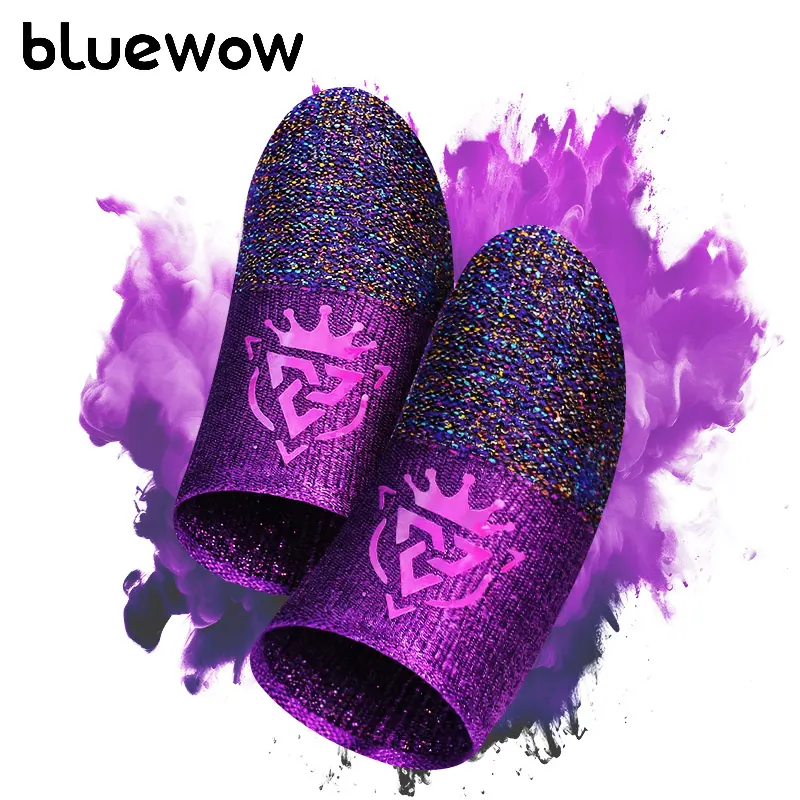 BlueWow SilverFiber Gaming Finger Sleeves (10 Count) - 0.3mm Ultra-Soft Thin Fabric, High Sensitivity, Sweat-Proof, Hygienic Individual Sealed Bags, Touchmade Compact Portable Gaming Accessories for Gamers