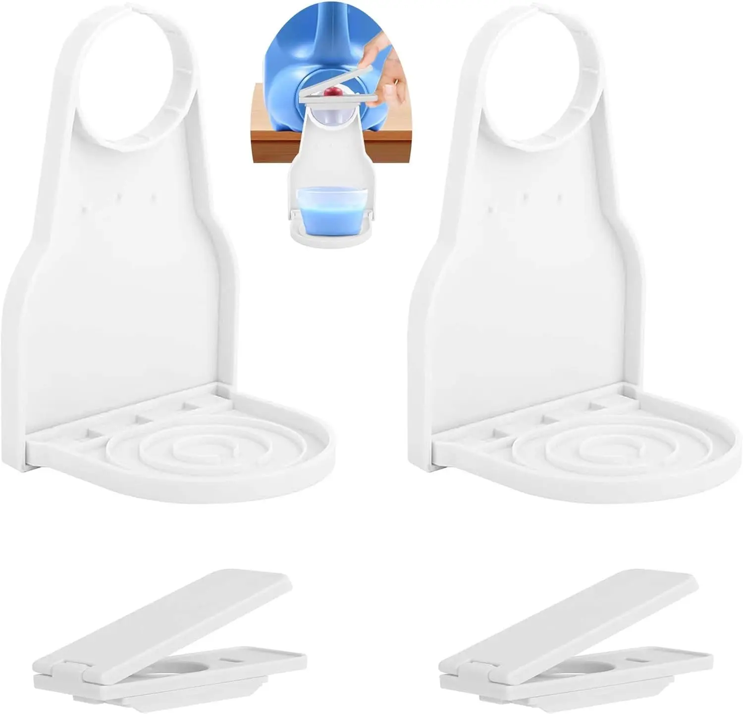 4Pcs Laundry Detergent Cup Holder, Anti Drip Spout Attachment, No Mess Pouring Helper for Fabric Softener, Laundry Room Organizer (White)