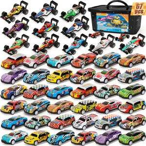 Party Favors Toy Cars with Storage Box 67Pcs Pull Back Cars Race Cars Bulk Treasure Box Toys for Classroom Goodie Bag Stocking Stuffers Springtok High Speed Rc