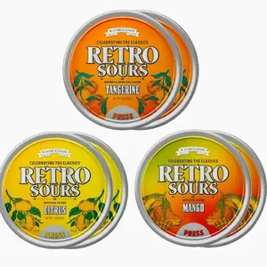 Retro Sours Pack of 2 Tins - Citrus, Mango & Tangerine Flavored Hard Tangy Candy - Gluten Free - Sour Altoid Sours Perfect for Sharing Sweet Bonbon