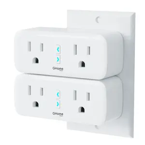 Smart Plug Outlet Extender 15A, WiFi Smart Plugs Compatible with Alexa and Google Home, Smart Surge Protector Outlet with Remote Control and Timer, Dual Sockets, No Hub Required, White, 2 Pack