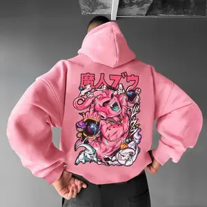 Kid Buu Vintage Graphic Hoodie, Men's Anime Graphic Tops, Casual Menswear, Womenswear, Streetwear, Gift for Anime Lover