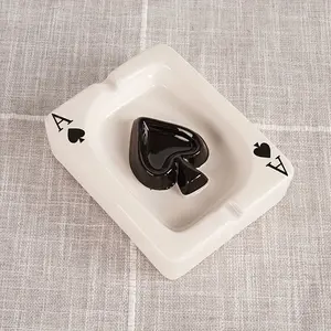 Creative poker ceramic ashtray, simple and stylish ashtray, portable home desk ashtray, desk gift ashtray, Figurine decor