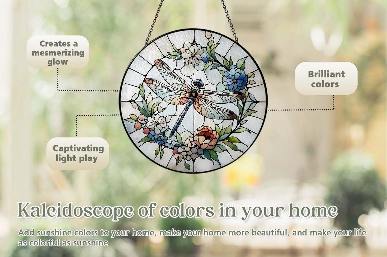 Cross Wildflowers Stained Glass Suncatcher: Christian Religious Faith Flower Window Decor, Thoughtful Gift for Home