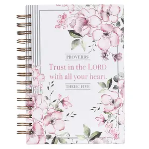 Christian Art Gifts Journal w/Scripture Trust In The Lord Proverbs 3:5  Verse Pink  192 Ruled Pages, Large Hardcover Notebook, Wire Bound - Hardcover