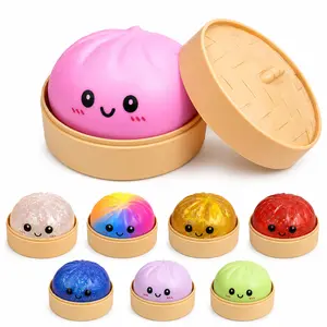 Glitter Dumpling Squishy with Box, Soft Sensory Squeeze Toy for Stress Relief, Cute Mystery Fidget Gift