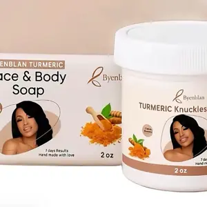 Byenblan Turmeric Face & Body Cleanser Soap + Skin Repair Cream Set, Bath & Body Care Bundle