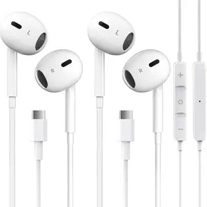 2 Packs USB C Headphones For iPhone 17,16,15 Pro Max, iPad For Galaxy S23,S22,S21,S20,Ultra, Note 10,20 Type Type C Earphones with Microphone & Remote Noise Cancelling Earbuds