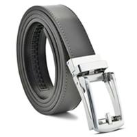 (Leather PU Ratchet) Grey-Silver Buckle