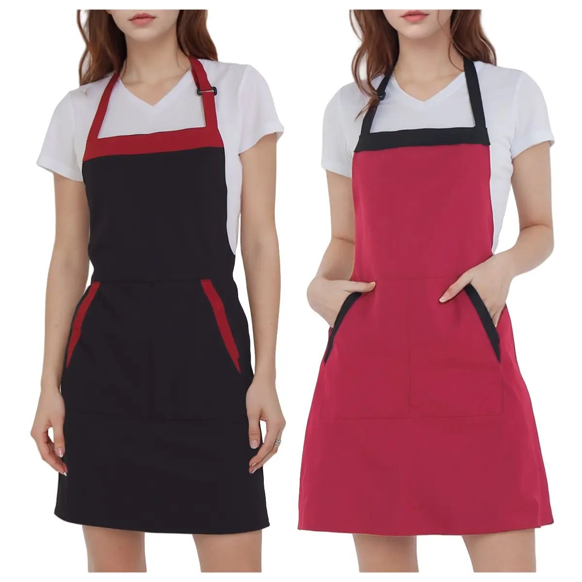 2-Pack Adjustable Apron Set for Baking, Cooking, BBQ, Kitchen Use, Ideal for Home, Restaurant, Garden, School, Coffee Shop, Unisex, Kitchen Cooking Aprons