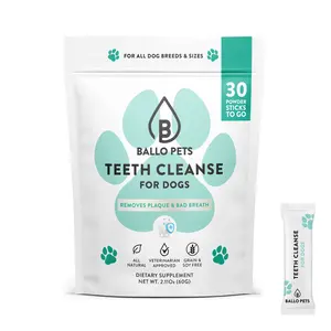 Ballo Pets Teeth Cleanse Dental Powder for Dogs – Dog Teeth Cleaning Oral Care Supplement, Bad Breath Treatment, Plaque & Tartar Remover, Daily Dental Hygiene Powder Packets, 30 Day Supply
