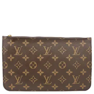 Pre-owned Louis Vuitton Canvas Clutches & Wristlets Neverfull Monogram Wristlet Pouch Brown