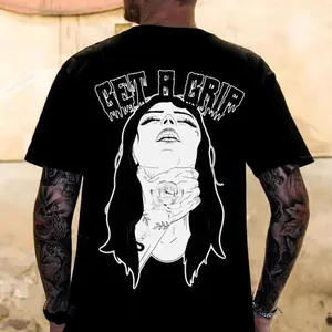 Get A Grip Girl Tshirt Streetwear Style Retro Vintage Y2k Men Graphic Tees Casual Unisex Crewneck Top