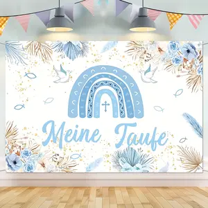 My Baptism Party Banner, Blue Boy Baptism Decoration, Rainbow Baptism Background, Confirmation Communion Decor, Rainboow Theme