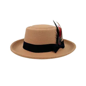 OIDEA Men's Elegant Fashion Felt Fedora Hat - Feather & Bow Accent, 2.25" Brim, 3.55" Crown Height, Fits 22.06"-22.85" Head Circumference, Vintage Dress Hat for Daily Wear, Parties