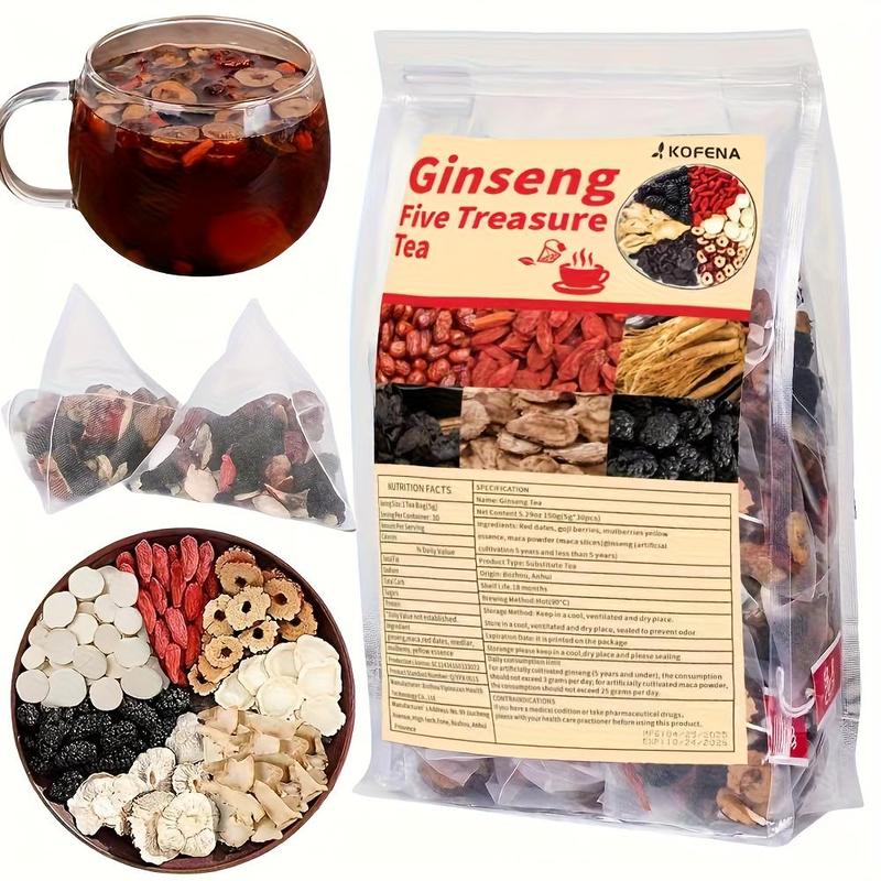 KOFENA Kidney Tea Formula Ginseng Five Treasure Tea, 30pcs/Boxevera Ginseng Five Treasure Aid Root Kidney Tea, EveragesMen'S Kidney Tea