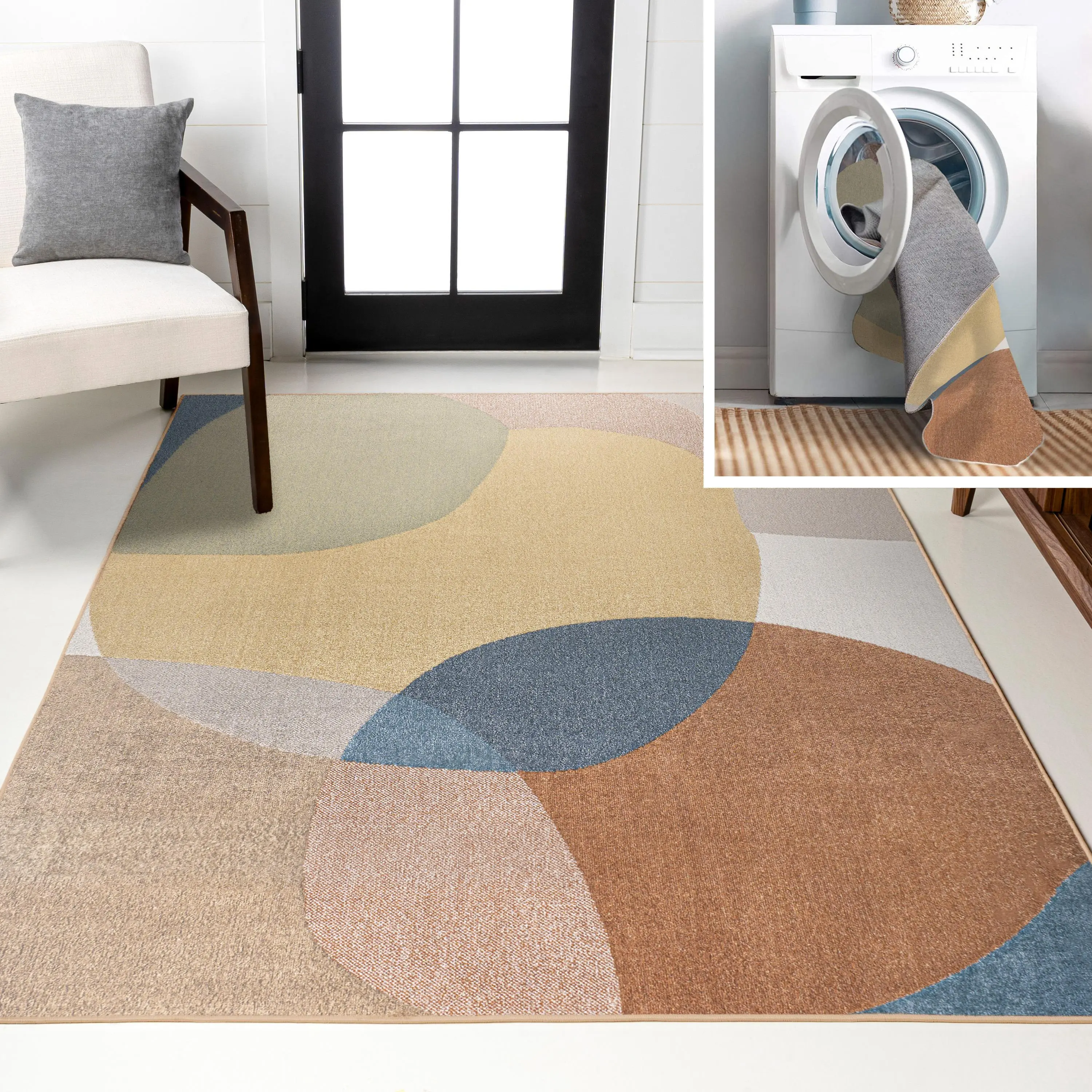 JONATHAN Y Pebble Geometric Contemporary Machine-Washable Indoor Area Rug - Modern Abstract, Contemporary Decorative, Kid-Friendly for Living/Kitchen Indoor Areas